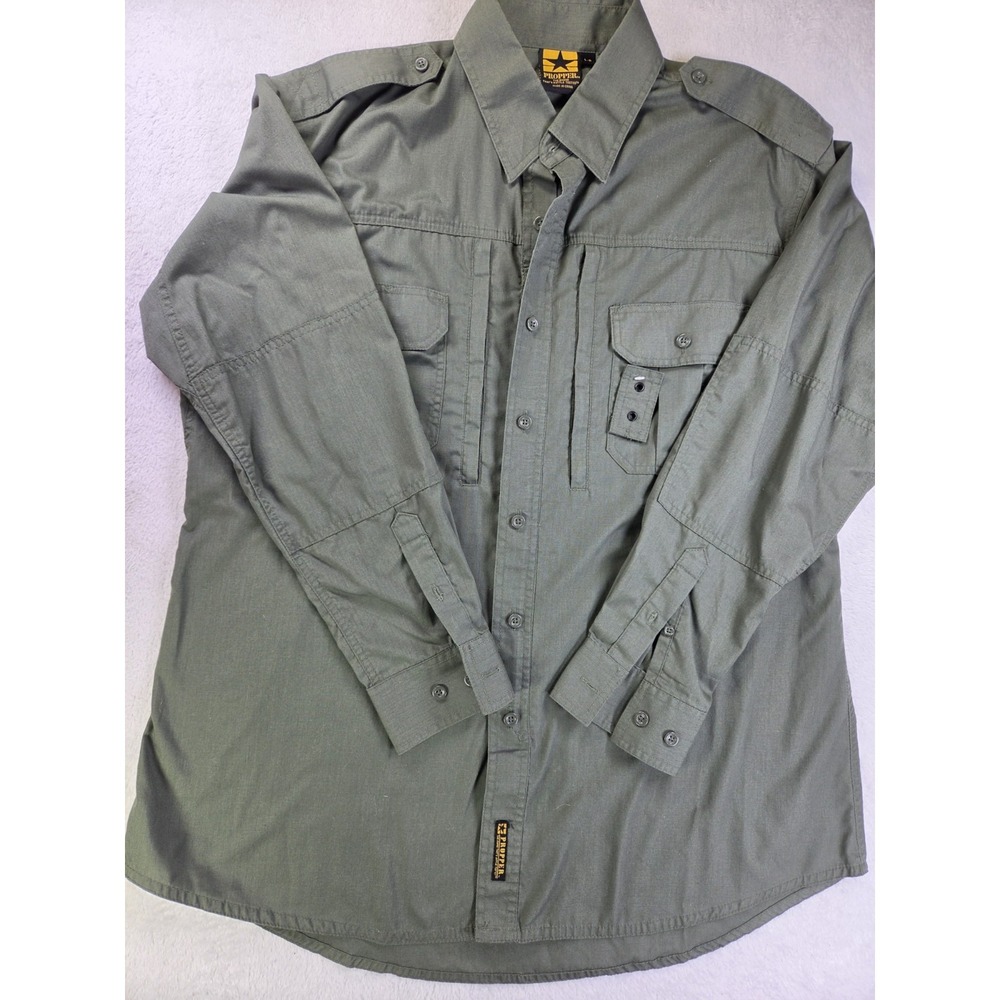 Propper Tactical Duty Shirt Mens Large Regular OD Green Long Sleeve Ripstop...